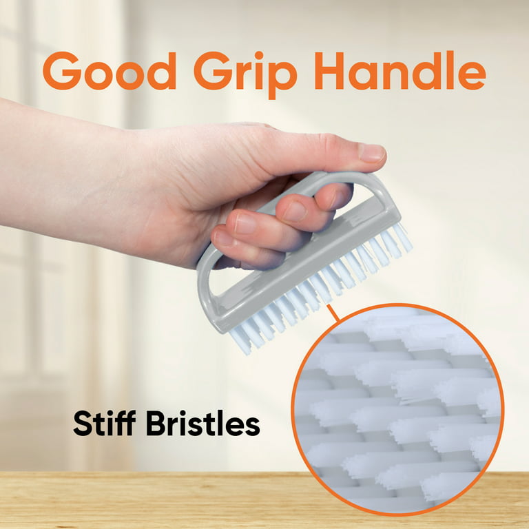 Superio Stiff Nail Brush Cleaner with Handle 3 Pack, Durable Scrub