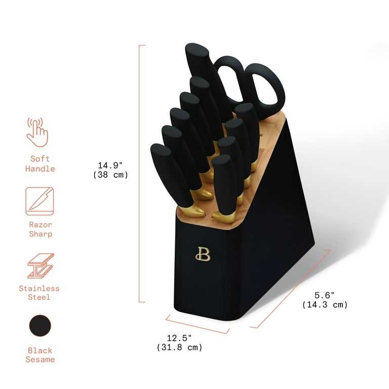 Beautiful 12 Piece Knife Block Set with Soft-Grip Ergonomic