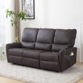 thumbnail image 2 of Reclining Sofa,Recliner Sofa 3 Seater with Lumbar Support ,Manual Reclining Home Theater Seating ,Loveseat Recliner Couch with USB Port,Faux Leather recliner chair for Living Room,Brown, 2 of 12