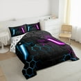 thumbnail image 3 of Castle Fairy Children Teens Boys Girls Game Controller Gamepads Bedding Comforter Set 2pcs,Gradient Video Game Gamer Twin Comforter Sets Microfiber,Neon Lights Honeycomb Breathable Bedding Set, 3 of 8