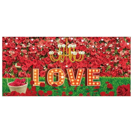 

Jungdeepe Valentine s Day Garage Door Decoration Valentine s Day Garage Door Banner Mural Cover 7 X 16 /6 X 13 Feet Large Valentine s Day Holiday Party Valentine s Day Flag Bracket And Pole Indoor