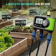 RainPoint 4-zone water timer irrigation controller, garden courtyard lawn multi-scene zone sprinkler IP65 waterproof rainy day delay/auto/manual mode (brass inlet-ITV405)