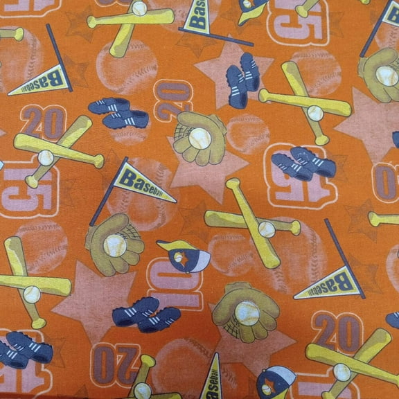 Baseball Short Stop Orange Cotton Fabric