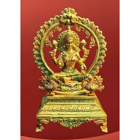 Artistic Kraft Creation 14-Inch Lakshmi Goddess Statue, Sitting Laxmiji Idol, Hindu Goddess of Fortune and Abundance