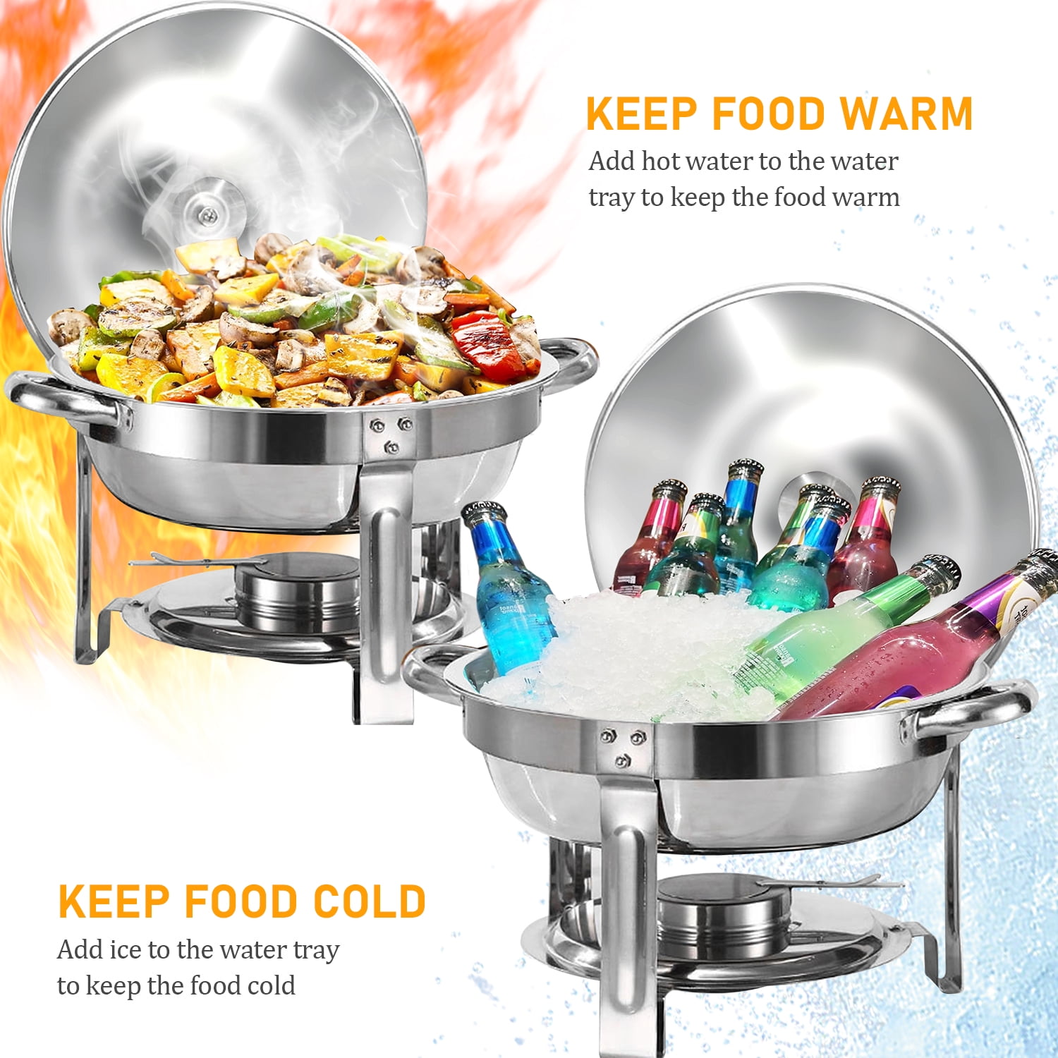 Chafing Dish Set, 2 Pack Chafing Dish Buffet Warmer Set, Stainless Steel  Chafing Dish Buffet Food Warmer with Glass Lid & Holder, Round Buffet  Chafer for Party …