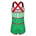 thumbnail image 5 of TSSOE Kids Girls Christmas Dance Unitard Sequins Candy Cane Striped Ballet Dance Leotard Unitard Party Festival Outfits Green 6, 5 of 6