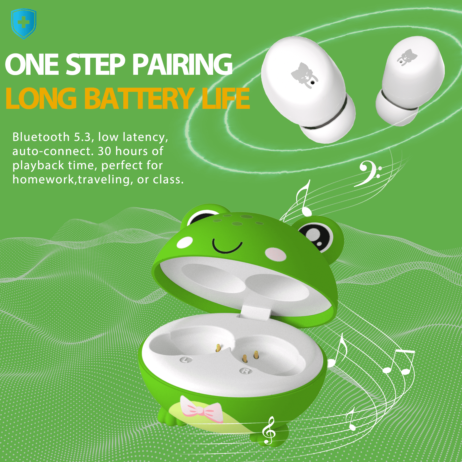 Earbuds for Kids - 85dB Volume Limit, 30H Playtime, Kids Headphones with Mic, Fast Charging, Small Ear Buds for Tablet/Travel/School