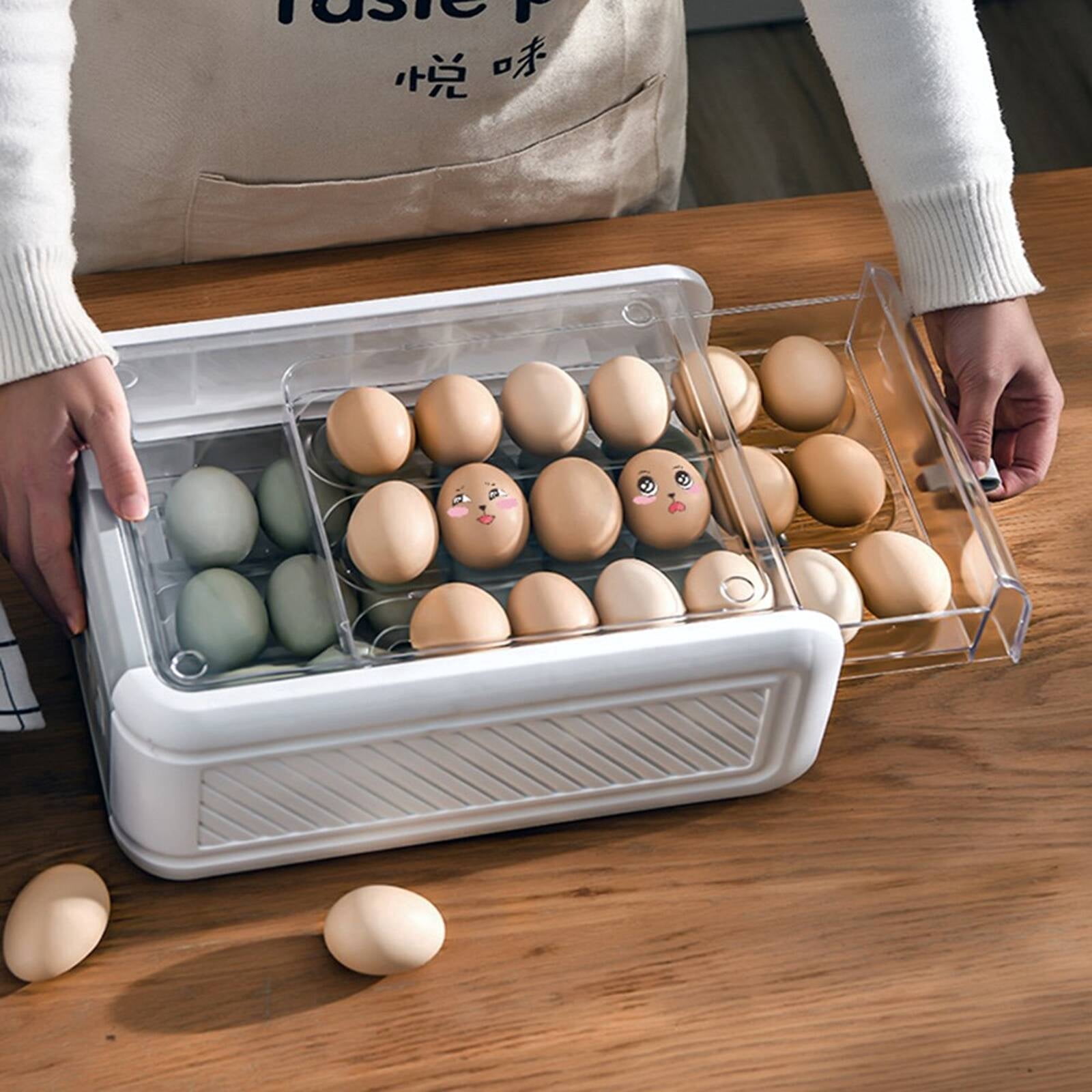 ACDANC 2026 New Refrigerator Organizers and Storage Superior Materials Egg Holder for Fridge Multifunctional Storage Egg Cartons for Kitchen Fridge White Large