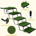 thumbnail image 3 of Extra Wide Dog Stairs for Car, Portable Folding Dog Steps for Large Dogs with Non-Slip Grass Rug for Cars, SUV, Trucks, Lightweight Pet Ramps Supports Up to 200 lb, 5 Steps, 3 of 7