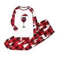 thumbnail image 2 of Family Matching Christmas Pajamas Set Red Wine Glass Tops Shirt Christmas Pants Red Plaid Long Sleeve Top for Kids My Order My Items, 2 of 8