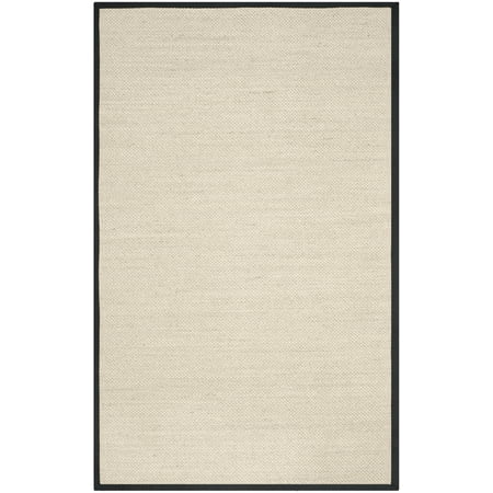 SAFAVIEH Natural Fiber Kentigern Border Seagrass Area Rug, Marble/Black, 5' x 8'