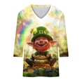 thumbnail image 5 of TaTaai Women's Casual V-Neck Top 3/4 Sleeve St. Patrick's Day Print T-Shirt Loose Fit Irish Festival Spring Holiday Modern Blouse Gift, 5 of 5