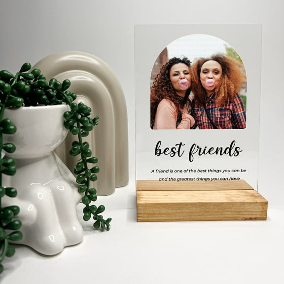 Custom Personalized Photo Picture Plaque Girls Best Friends BFF Mate Buddy Pal Home Dcor Gift for Her Custom Wood Stand Engraved, Christmas