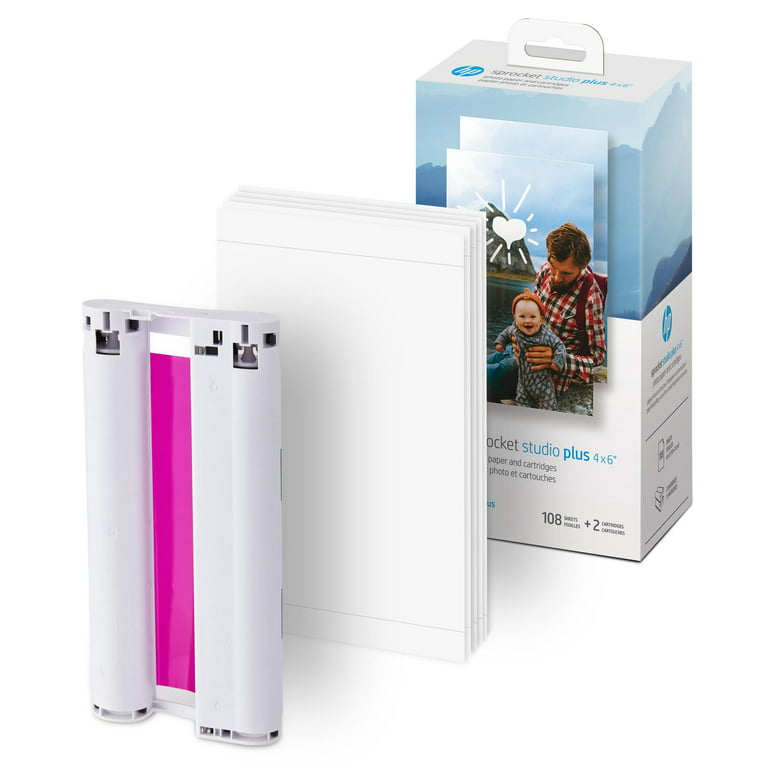 HP Sprocket Studio Plus 4x6 Photo Paper and Cartridges (Includes 108  Sheets and 2 Cartridges)