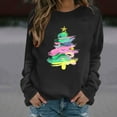 thumbnail image 5 of Xdegoge Christmas Sweatshirts for Women Crewneck Long Sleeve Tops Xmas Tree Graphic Shirts Loose Fit Christmas Tshirts Shirts for Women Graphic Plus Size Christmas T Shirts for Women, Black 2XL, 5 of 6