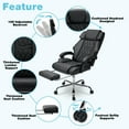 thumbnail image 5 of Hoffree Executive Office Chair Big and Tall Office Chair with Footrest Reclining Leather Chair High Back Ergonomic Computer Desk Chair with Lumbar Back Support for Home Office 500lbs, Black, 5 of 8
