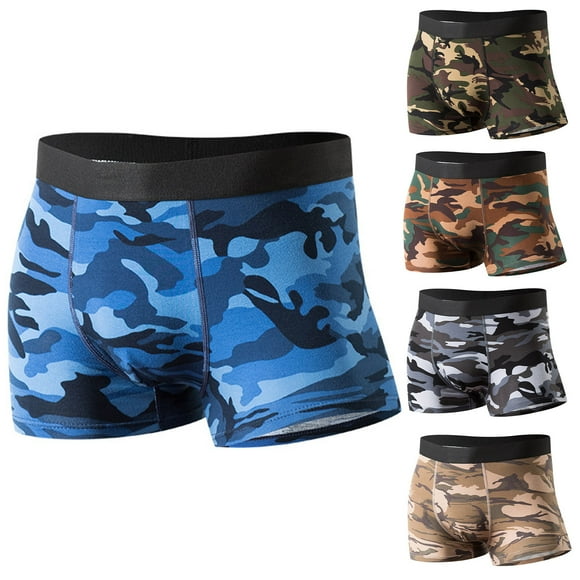 Jinhomg Mens Cotton Boxer Briefs Trendy Camouflage Sport Underwear Lightweight Breathable Seamless Elastic Waistband Boxers 2025 Saving Green L