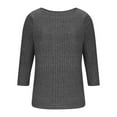 thumbnail image 6 of 3/4 Sleeve Ribbed Knit Tops for Women Daisy Printed Loose Crew Neck Tee Shirts Dressy Casual Pullover Going Out Graphic Blouse, 6 of 6