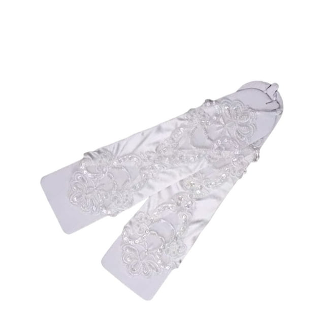 Guardurnaity Guantes sin dedos para bodas y fiestas Textura de alta gama y exquisitos guantes de novia artesanales Accesorios de disfraces Blanco