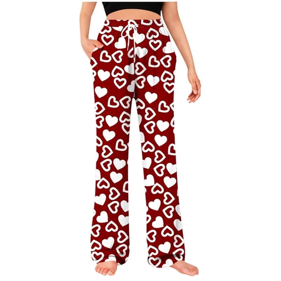 hotojiny Men's Pajama Pants Soft Pjs Lounge Bottoms with Pockets Comfortable Heart Elastic Waist Sleepwear for Men S-3XL