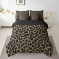 thumbnail image 2 of jejeloiu Leopard Cheetah Print 7 Pieces Bedding Comforter Set,Jungle Animal Full Bedding Set,Black Brown Fitted Sheet Flat Sheet For Kids,Luxury Bedroom Decor Reversible, 2 of 8