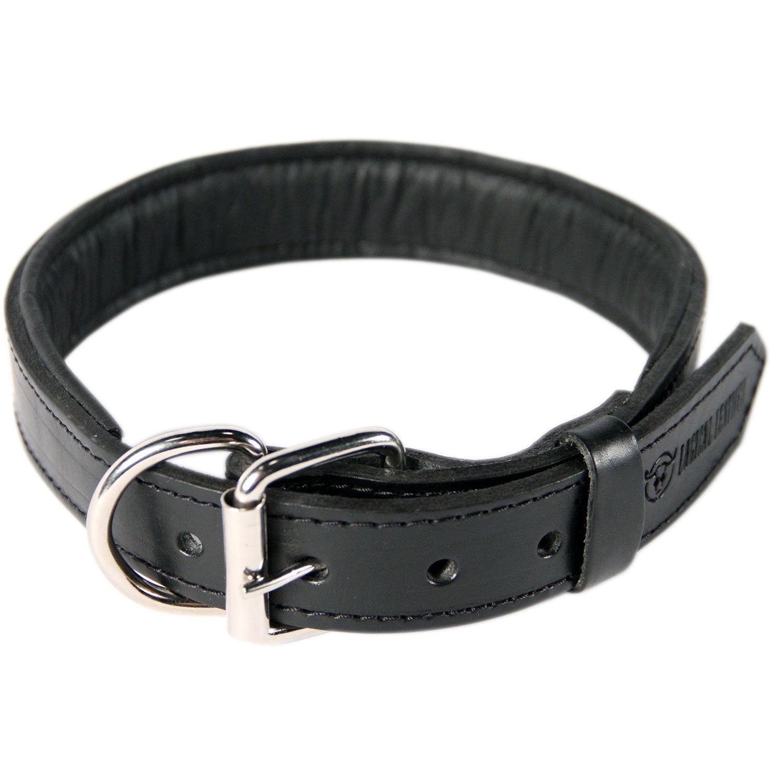 Logical Leather Padded Leather Dog Collar, Black L