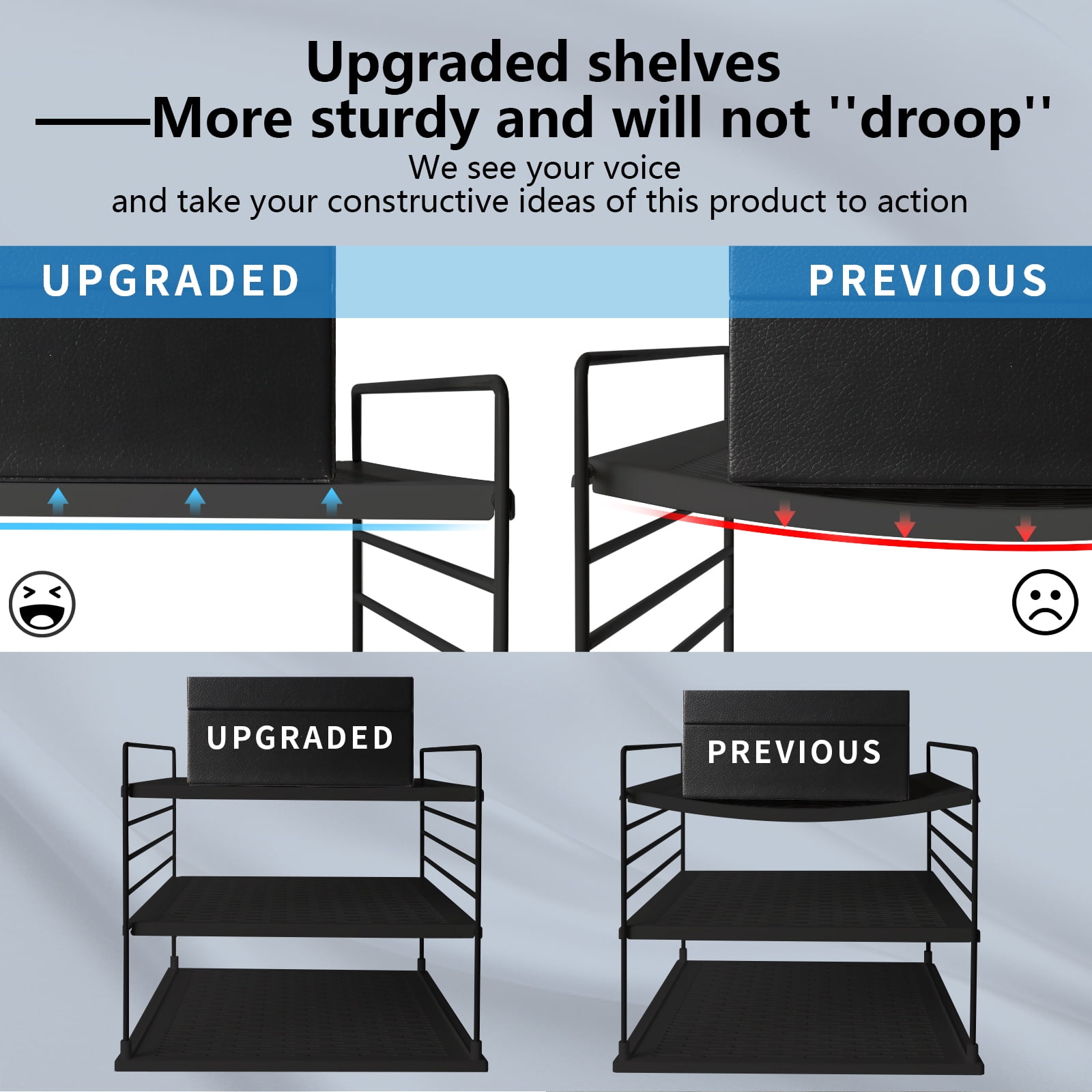 YTCYKJ Adjustable Shelf Storage , Pantry Organizer, Divided Compartment Holder for Aluminum Foil, Wraps & Baggie Boxes, Black