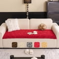 thumbnail image 4 of HUGNEO 28"x71" Plush Textured Sofa Seat Cushion, Non Slip Backing Couch Slipcover, Machine Washable Furniture Protector, Red, 4 of 13