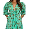 thumbnail image 2 of KLAVATE Women's Deep V Neck Handblock Printed Summer Midi Dress, 2 of 4