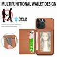thumbnail image 3 of Case for iPhone 15 Pro,Decase Premium Fabric Hybrid Wallet Phone Cover RFID Blocking Card Slots Holder Shockproof Anti-Scratch Support Magnetic Car Mount - brown, 3 of 7