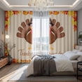 thumbnail image 2 of Thanksgiving Turkey Blackout Curtains for Bedroom/Living Room, Pinch Pleated Black Out Curtains, Fall Maple Leaf Pumpkins Autumn Room Darkening Window Drapes with Hooks 2 Panels, 39"x70", 2 of 8