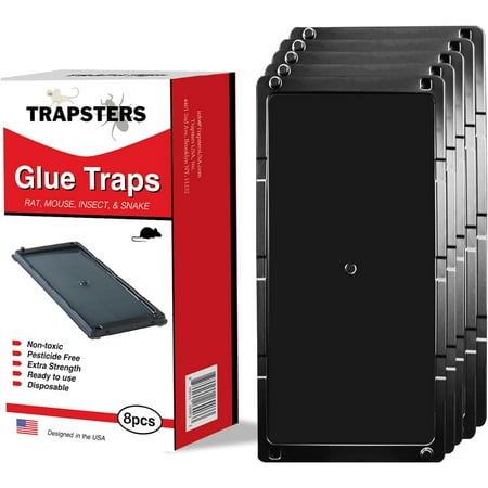 USA Mouse & Rat Plastic Glue Traps (8CT) - 5x10 Inches, Pre-Baited, Non-Toxic, Pet-Safe Adhesive Plastic Boards for Home & Office - Indoor Pest Control for Mice (Peanut Scented)