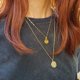 thumbnail image 2 of 18K Gold Moon Star Lion Evil Eye Colgante Collar Medallón Oval Link Gargantilla Layering Jewery para Mujeres Niñas Dainty Gargantilla Colgante Collar Moneda Sailing Electrónica, 2 of 4