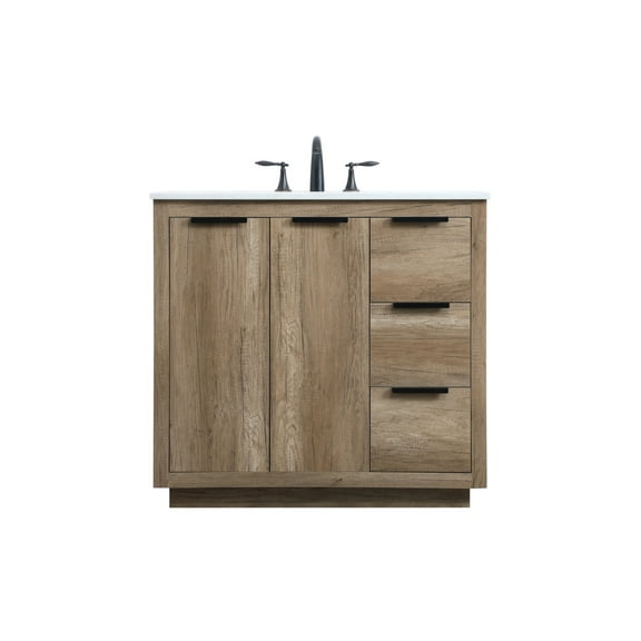 Elegant Kitchen and Bath 36 Inch SIngle Bathroom Vanity In Natural Oak