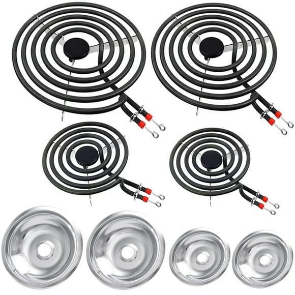 MP22YA Electric Range Burner Element Replacement Set & Drip Pans W10290350 W10290353 Fit for Whirlpool, Amana, Maytag Range