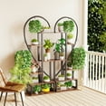 thumbnail image 3 of Wisfor 6-Tier Metal Plant Stand Indoor Heart Shaped Ladder Flower Pot Holder for Home Patio Garden, 3 of 11