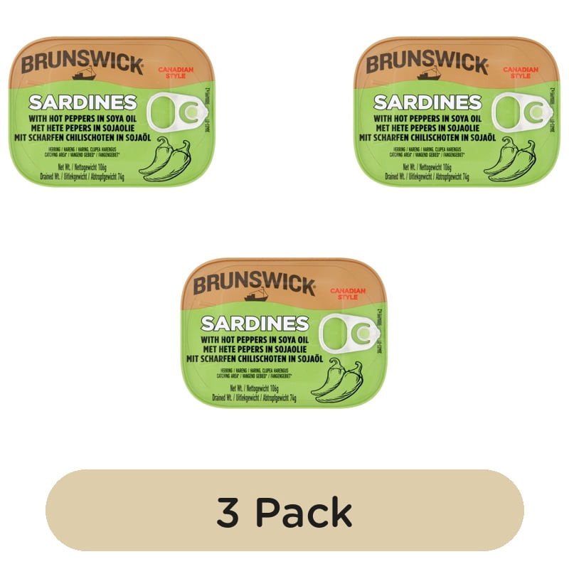 Brunswick Sardines in Hot Peppers 106g, British Import (Pack of 3)