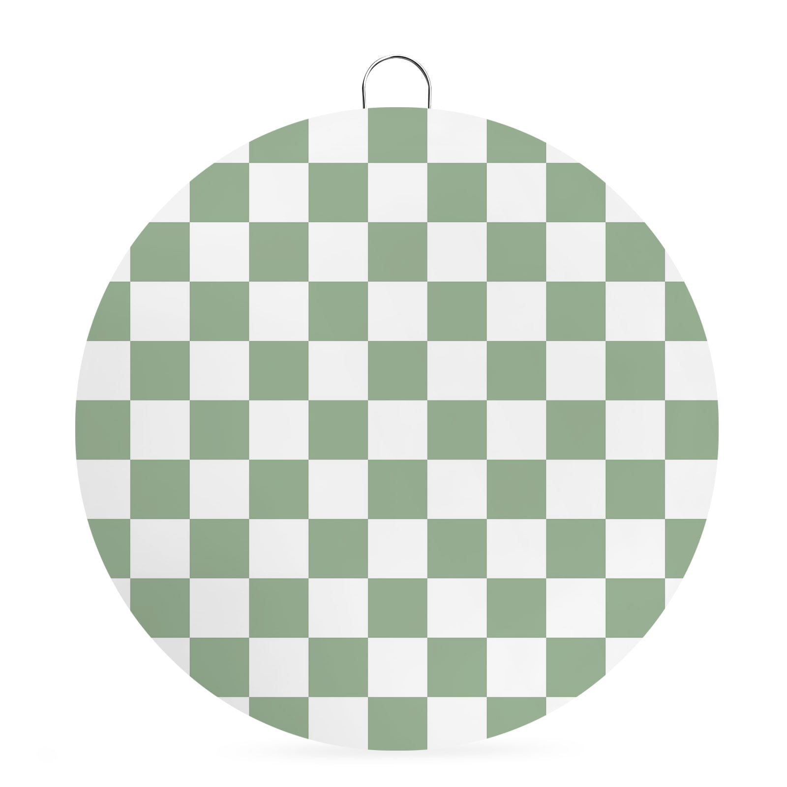 Welcome Sign for Front Door Sage Green Checkered Round Metal Wall Art Wreaths Geometric Green Buffalo Plaid Outdoor Indoor Wall Hanging Sign for Porch Decor Housewarming Gifts 7.9 Inch