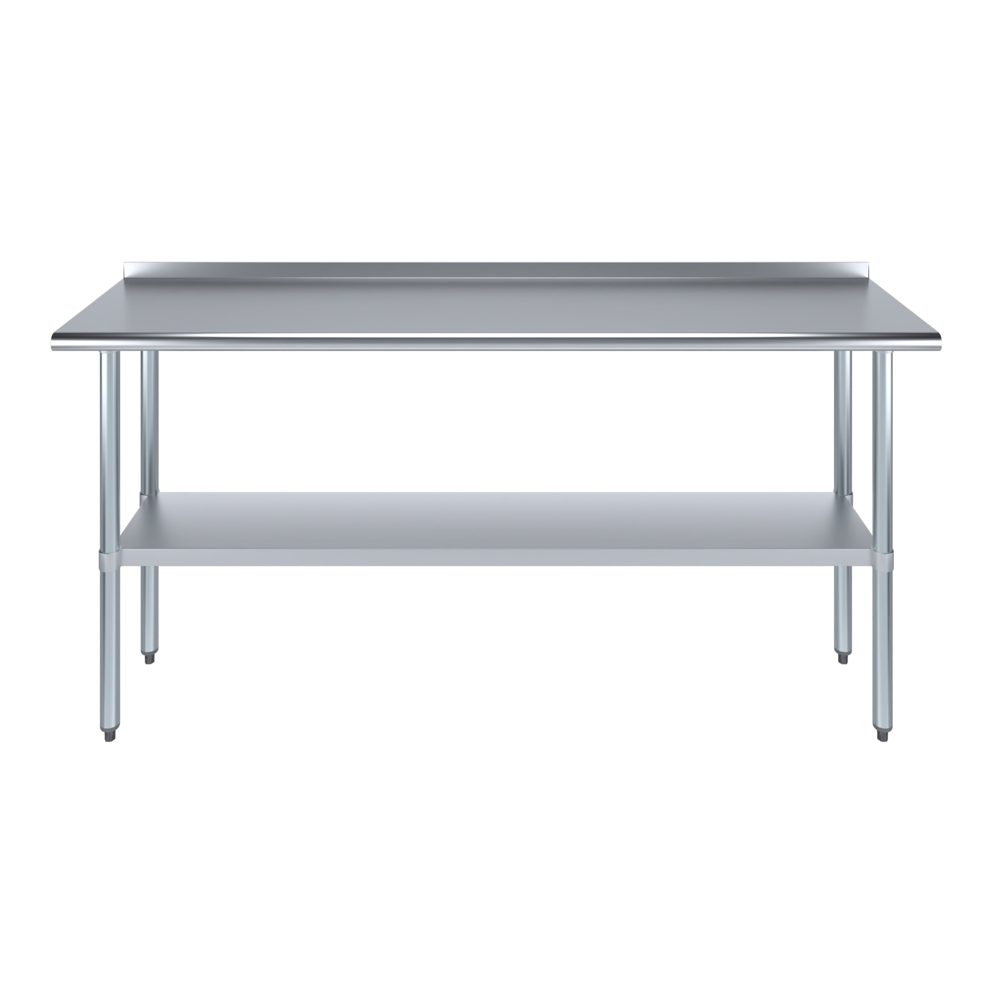 AmGood 18 in. x 72 in. Stainless Steel Work Table with 1.5 in. Backsplash | Metal Kitchen Food Prep Table