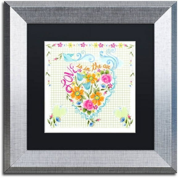 Trademark Fine Art "Love Heart" Canvas Art by Lisa Powell Braun, Black Matte, Silver Frame