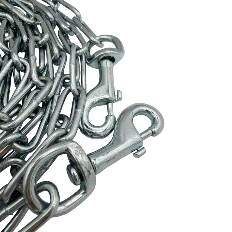 2 pack) Peerless 20ft Heavy-Duty Tie-Out Chain with Snaps, Dog Tie