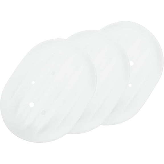 HWHCGZ 3Pcs Small Soap Dish, Silicone Bathroom Soap Holder Oval Shape Bar Soap Dish Self-Draining Soap Tray with Holes for Shower, Bathroom, Kitchen, Counter Top,White