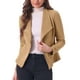 thumbnail image 1 of Blazer de drapeado de ante sintético para mujer INSPIRE CHIC, con cuello, mangas largas y abertura frontal, talla M, color caqui, 1 of 6