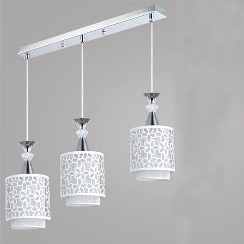 3-Light Modern Kitchen Island Chandelier Ceiling Light Pendant Lamp with Round/ Rectangular Canopy for Dining Room Decor