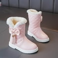 thumbnail image 5 of Girls Boots Girls' Autumn And Winter Snow Boots Thick Soles Non Warm Comfortable Solid Color Bow Boots Pink 6 Years-7 Years, 5 of 9