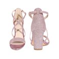thumbnail image 5 of BLISSFUL STEP Glitter Open Toe Crisscross Strap Block Heel Sandals for Women, 5 of 5