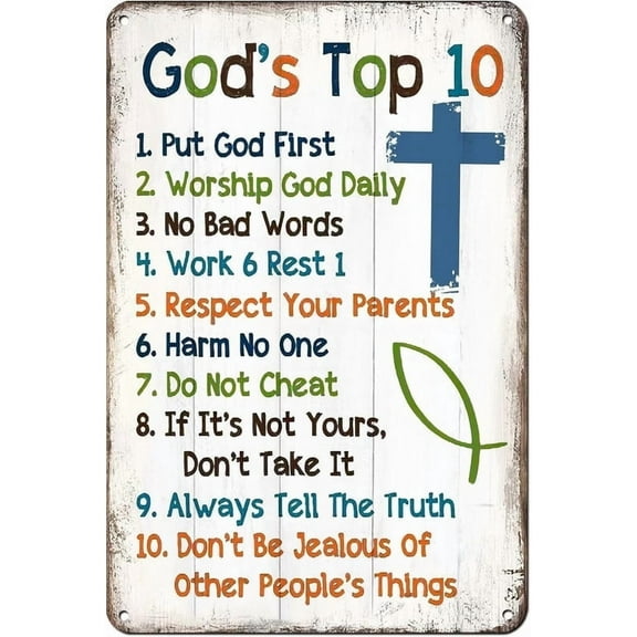 10 Commandments For Kids - Christian Wall Decor,Religious Wall Decor,Kids Wall Decor, Room Rules Sign For Teen Girls,Girls Room Prayer Wall Decor 8X12 Inch Signs Wall Art Posters For Home Room Etc