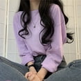 thumbnail image 2 of Camiseta de moda coreana para mujer, camisa de manga larga Y2K para mujer, ropa básica lisa suelta, Tops Vintage para mujer 2024, 2 of 5