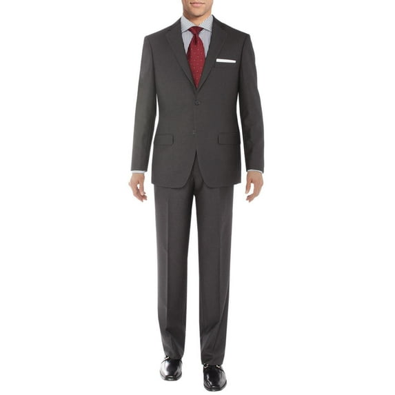 Mens Side Vent 2 Piece Sharkskin Gray Classic Fit Suit