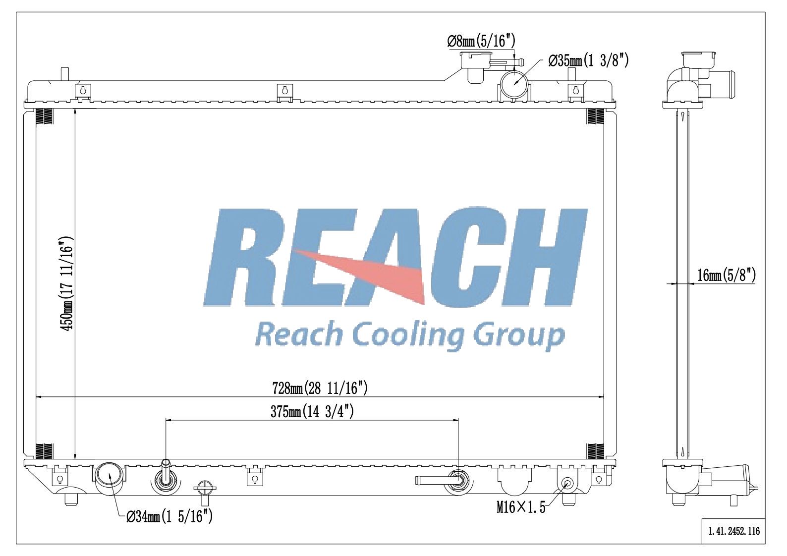 REACH Radiator 41-2452 for 03-01 Toyota Highlander; 03-99 Lexus RX300